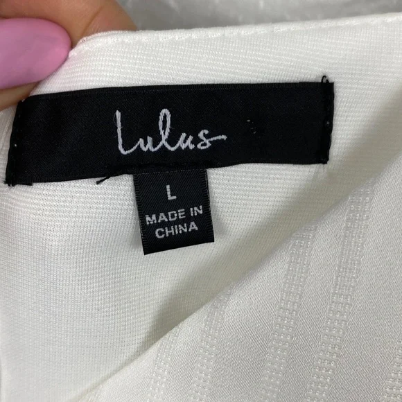 Lulus Dance After Dark White Satin Striped
Skater mini Dress Large - Picture 8 of 10
